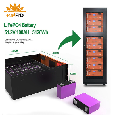 주택 태양계 Lifepo4 300ah 태양 전지판 저장 시스템을 위한 10 킬로와트시 400ah 배터리 저장