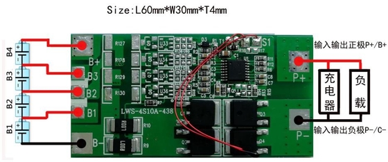 재충전이 가능한 BMS 전지 리튬 3.2v 4s 10a 12.8v 보호 회로 보드