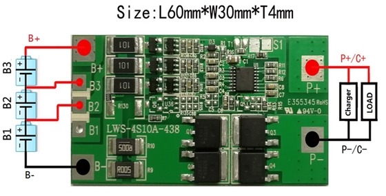 재충전이 가능한 BMS 전지 리튬 3.2v 4s 10a 12.8v 보호 회로 보드