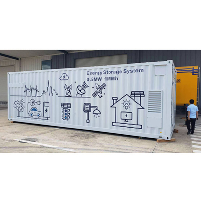 야외인 전력망 오프 그리드 태양계 1MWH ESS 용기 Lifepo4 IP65 위의 0.5MW